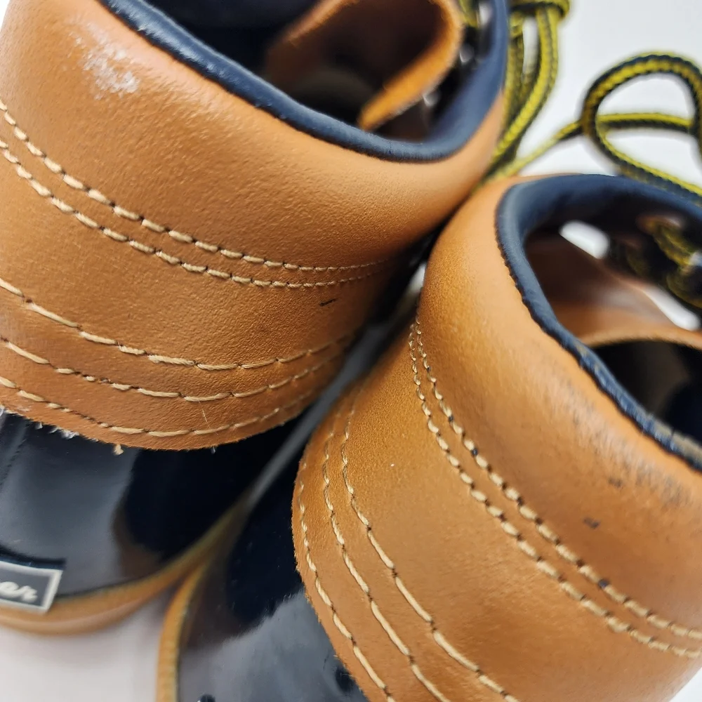 Sno Racer Duck‎ Boot ShoeSteel Shank Navy Brown Leather Low Women's 6M